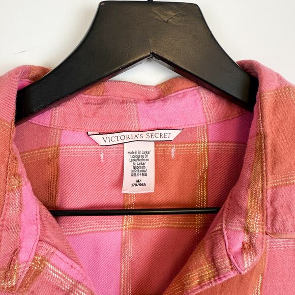 Victoria’s Secret Pink Red Gingham Sleep Pajama Shirt - M - Picture 3 of 7